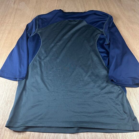 Nike Pro Combat Dri-Fit Authentic Collection 3/4 Sleeve Shirt Navy Gray L - Picture 2 of 3